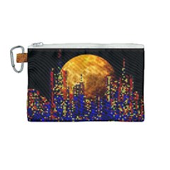 Skyline Frankfurt Abstract Moon Canvas Cosmetic Bag (medium) by Jancukart