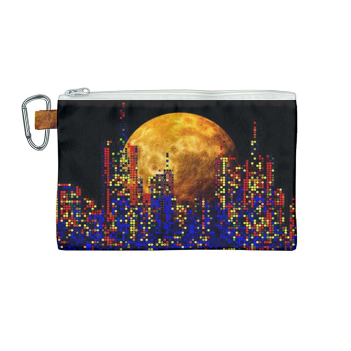 Skyline frankfurt abstract moon Canvas Cosmetic Bag (Medium)