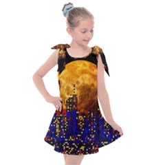 Skyline Frankfurt Abstract Moon Kids  Tie Up Tunic Dress