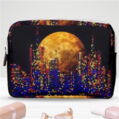 Skyline Frankfurt Abstract Moon Make Up Pouch (medium) by Jancukart