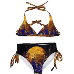 Skyline Frankfurt Abstract Moon Kids  Classic Bikini Set by Jancukart