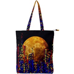 Skyline Frankfurt Abstract Moon Double Zip Up Tote Bag by Jancukart