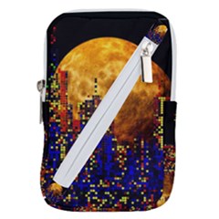 Skyline Frankfurt Abstract Moon Belt Pouch Bag (large) by Jancukart