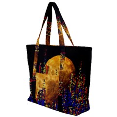 Skyline Frankfurt Abstract Moon Zip Up Canvas Bag