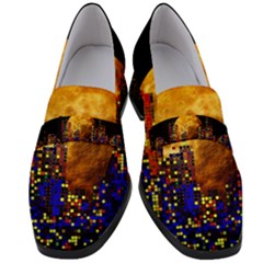 Skyline Frankfurt Abstract Moon Women s Chunky Heel Loafers