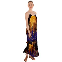 Skyline Frankfurt Abstract Moon Cami Maxi Ruffle Chiffon Dress