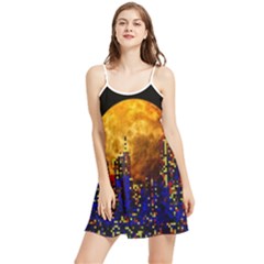 Skyline Frankfurt Abstract Moon Summer Frill Dress