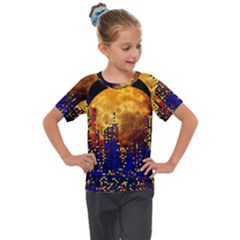 Skyline Frankfurt Abstract Moon Kids  Mesh Piece Tee