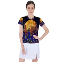 Skyline Frankfurt Abstract Moon Women s Sports Top