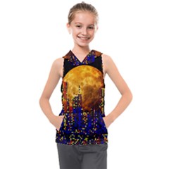 Skyline Frankfurt Abstract Moon Kids  Sleeveless Hoodie