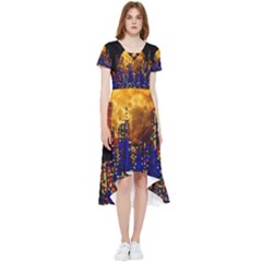 Skyline Frankfurt Abstract Moon High Low Boho Dress