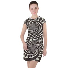 Retro-form-shape-abstract Drawstring Hooded Dress