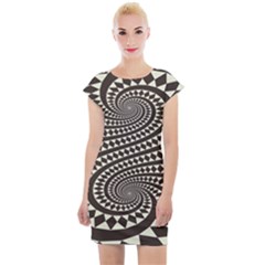 Retro-form-shape-abstract Cap Sleeve Bodycon Dress