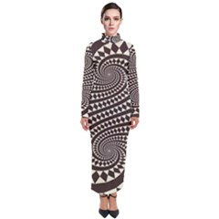 Retro-form-shape-abstract Turtleneck Maxi Dress