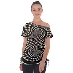 Retro-form-shape-abstract Off Shoulder Tie-up Tee