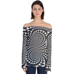 Retro-form-shape-abstract Off Shoulder Long Sleeve Top