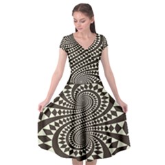 Retro-form-shape-abstract Cap Sleeve Wrap Front Dress