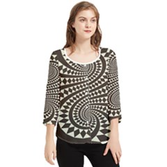 Retro-form-shape-abstract Chiffon Quarter Sleeve Blouse