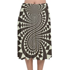 Retro-form-shape-abstract Velvet Flared Midi Skirt