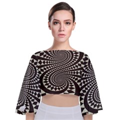 Retro-form-shape-abstract Tie Back Butterfly Sleeve Chiffon Top