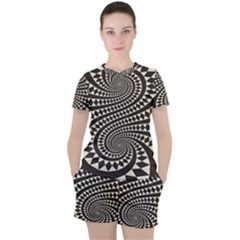 Retro-form-shape-abstract Women s Tee And Shorts Set