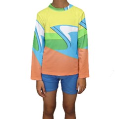 Waves-beach-sun-sea-water-sky Kids  Long Sleeve Swimwear by Jancukart