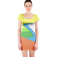 Waves-beach-sun-sea-water-sky Short Sleeve Bodycon Dress by Jancukart