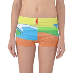 Waves-beach-sun-sea-water-sky Reversible Boyleg Bikini Bottoms