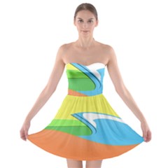 Waves-beach-sun-sea-water-sky Strapless Bra Top Dress