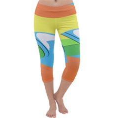 Waves-beach-sun-sea-water-sky Capri Yoga Leggings by Jancukart