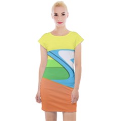 Waves-beach-sun-sea-water-sky Cap Sleeve Bodycon Dress by Jancukart