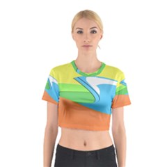 Waves-beach-sun-sea-water-sky Cotton Crop Top by Jancukart