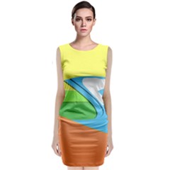 Waves-beach-sun-sea-water-sky Classic Sleeveless Midi Dress