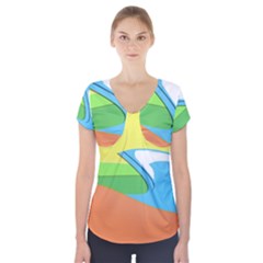 Waves-beach-sun-sea-water-sky Short Sleeve Front Detail Top