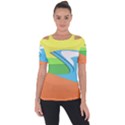 Waves-beach-sun-sea-water-sky Shoulder Cut Out Short Sleeve Top View1