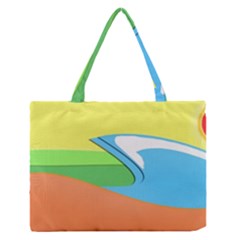 Waves-beach-sun-sea-water-sky Zipper Medium Tote Bag