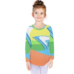 Waves-beach-sun-sea-water-sky Kids  Long Sleeve Tee