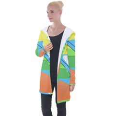 Waves-beach-sun-sea-water-sky Longline Hooded Cardigan