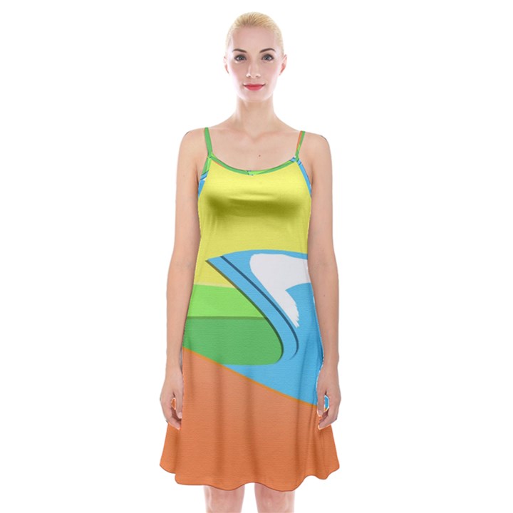 Waves-beach-sun-sea-water-sky Spaghetti Strap Velvet Dress