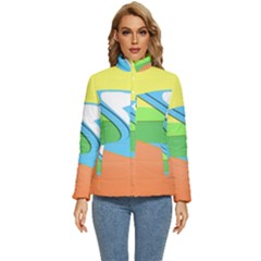 Waves-beach-sun-sea-water-sky Women s Puffer Bubble Jacket Coat