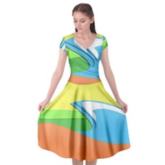 Waves-beach-sun-sea-water-sky Cap Sleeve Wrap Front Dress