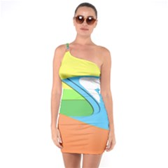 Waves-beach-sun-sea-water-sky One Soulder Bodycon Dress by Jancukart