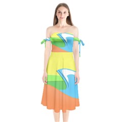 Waves-beach-sun-sea-water-sky Shoulder Tie Bardot Midi Dress