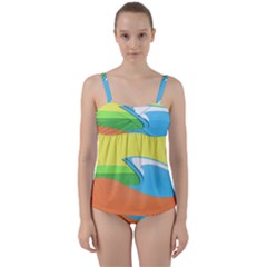 Waves-beach-sun-sea-water-sky Twist Front Tankini Set