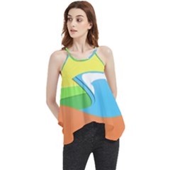 Waves-beach-sun-sea-water-sky Flowy Camisole Tank Top