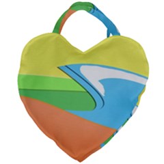 Waves-beach-sun-sea-water-sky Giant Heart Shaped Tote by Jancukart