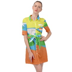 Waves-beach-sun-sea-water-sky Belted Shirt Dress by Jancukart