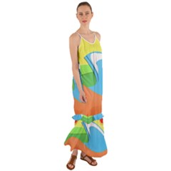 Waves-beach-sun-sea-water-sky Cami Maxi Ruffle Chiffon Dress