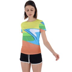 Waves-beach-sun-sea-water-sky Back Circle Cutout Sports Tee