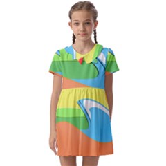 Waves-beach-sun-sea-water-sky Kids  Asymmetric Collar Dress by Jancukart